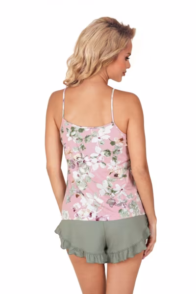 Piżama Damska Model Nicola 1/2 Top Powder Pink - Donna — zdjęcie 3