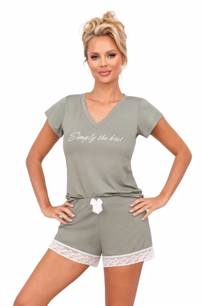 Piżama Damska Model Simply 1/2 Olive - Donna — zdjęcie 1