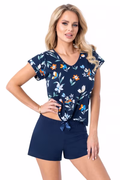 Piżama Damska Model Caroline Short Navy - Donna — zdjęcie 1