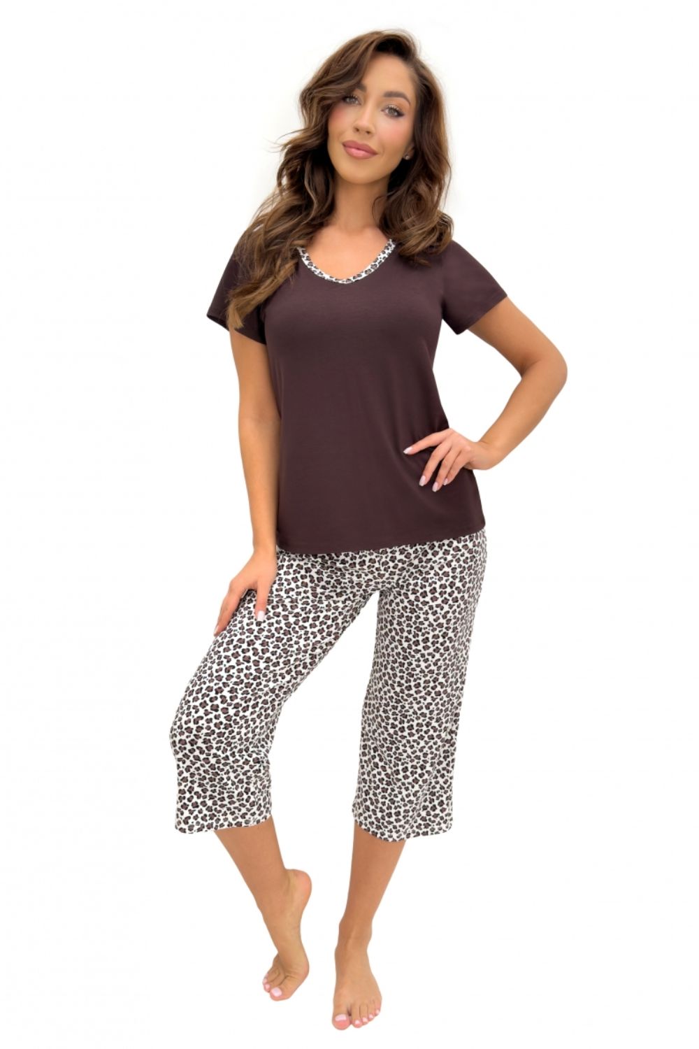 Piżama Damska Model Zoya 3/4 Panterka - Donna