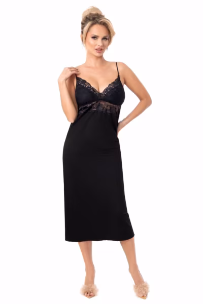 Koszulka nocna Koszula Nocna Model  Jasmine Long Black - Donna — zdjęcie 1