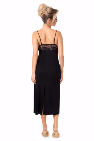 Koszulka nocna Koszula Nocna Model  Jasmine Long Black - Donna — zdjęcie 2