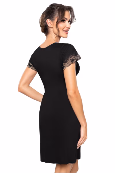 Koszulka nocna Koszula Nocna Model Hana Black - Donna — zdjęcie 2