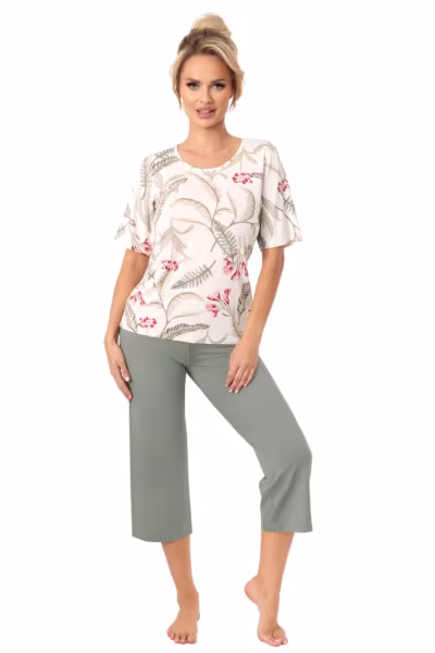 Piżama Damska Model Michelle 3/4 Light Beige - Donna — zdjęcie 1