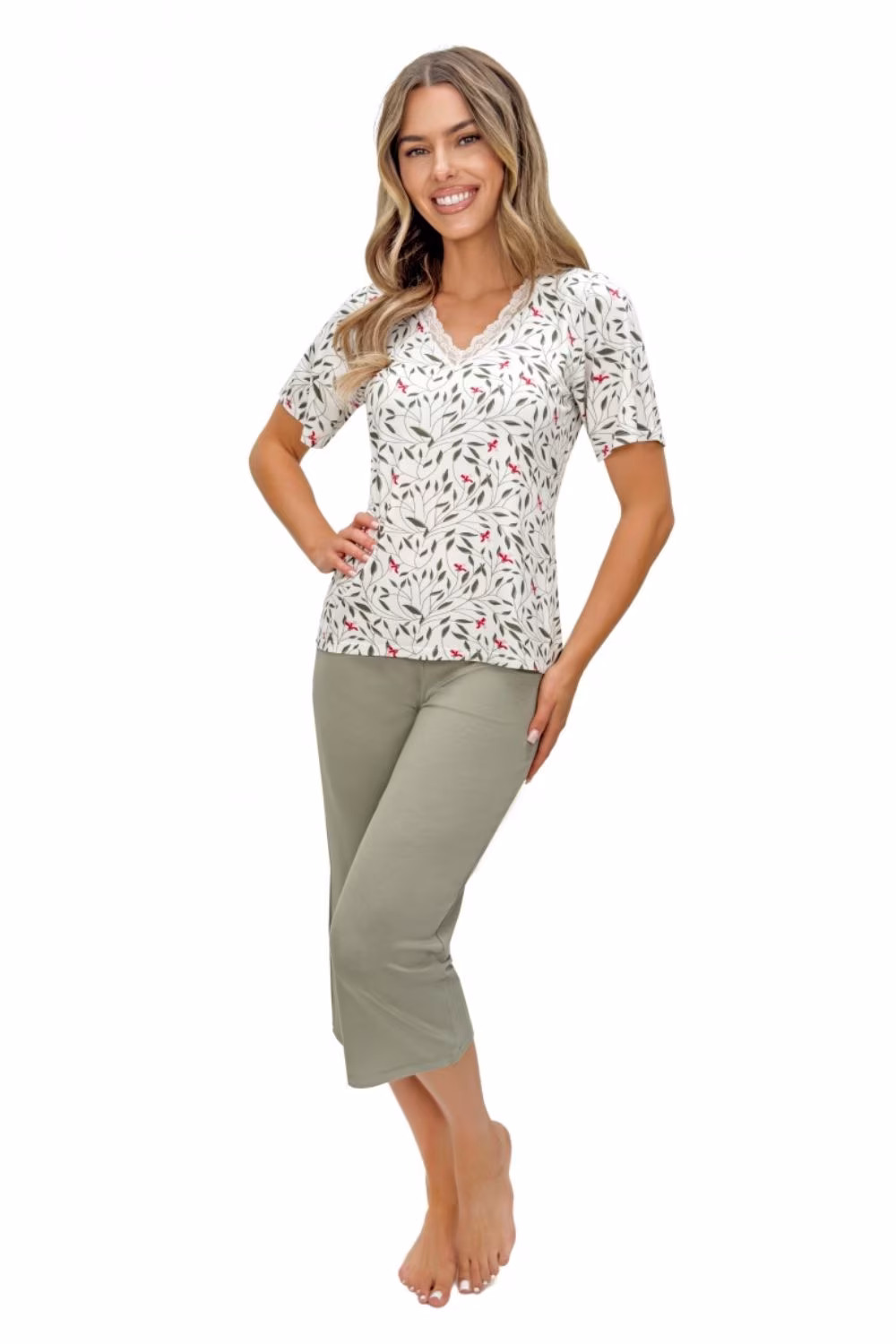 Piżama Damska Model Melisa 3/4 Ecru - Donna
