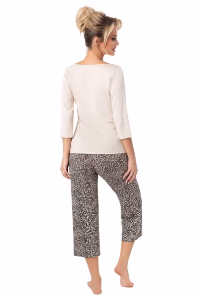 Piżama Damska Model Omari 3/4 Beige - Donna — zdjęcie 2