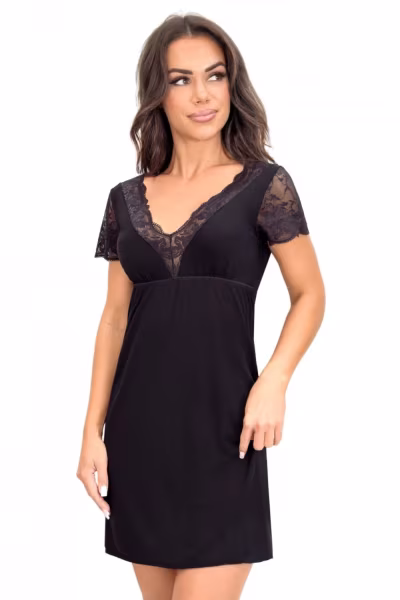 Koszulka nocna Koszula Nocna Model Sonia Black - Donna — zdjęcie 1