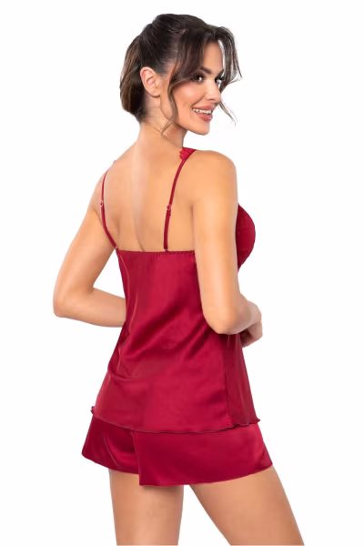 Piżama Damska Model Mari 1/2 Bordo - Donna — zdjęcie 2