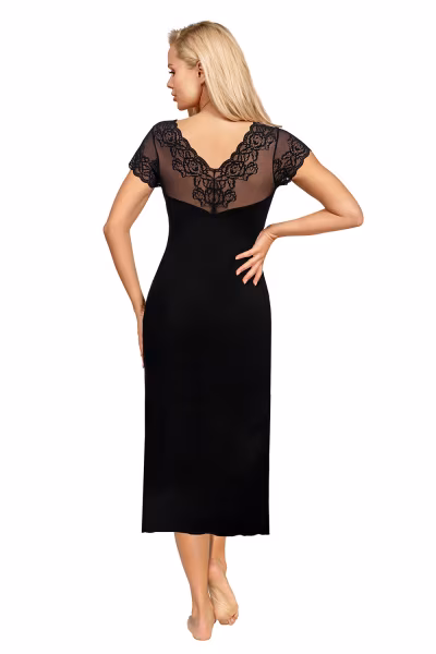 Koszulka nocna Koszulka Model Ivana Long Black - Donna — zdjęcie 2