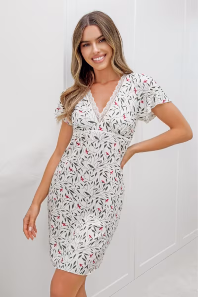 Koszulka nocna Koszula Nocna Model Melisa Ecru - Donna — zdjęcie 2