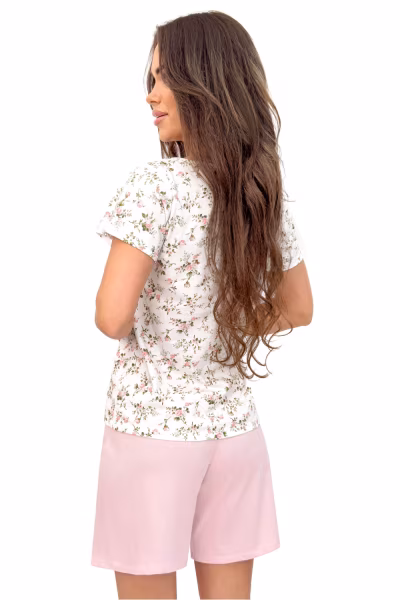 Piżama Damska Model Emilia 1/2 Powder Pink - Donna — zdjęcie 2