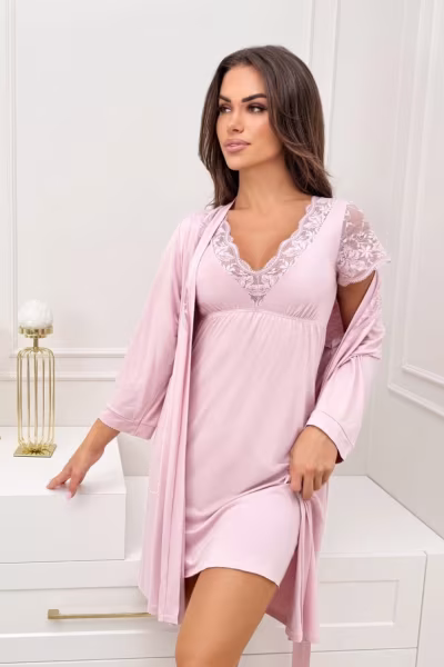 Koszulka nocna Koszula Nocna Model Sonia Powder Pink - Donna — zdjęcie 2