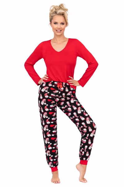 Piżama Damska Model Santi Long Red - Donna — zdjęcie 1