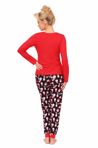 Piżama Damska Model Santi Long Red - Donna — zdjęcie 2