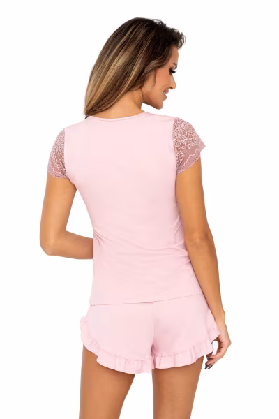 Piżama Damska Model Celine 1/2 Powder Pink - Donna — zdjęcie 2