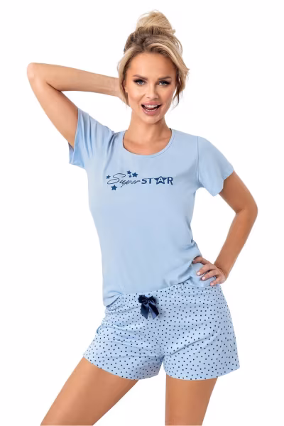 Piżama Damska Model Star Short Blue - Donna — zdjęcie 1