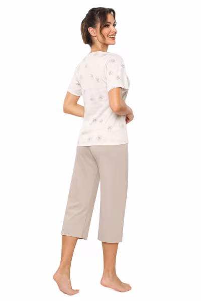 Piżama Damska Model Sandi 3/4 Beige - Donna — zdjęcie 2