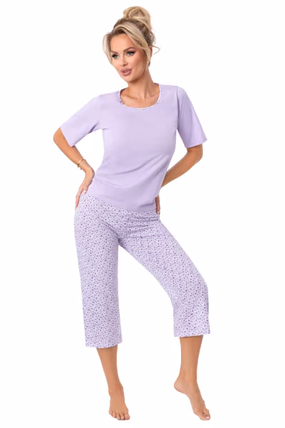 Piżama Damska Model Fiorella 3/4 Liliowy - Donna — zdjęcie 1