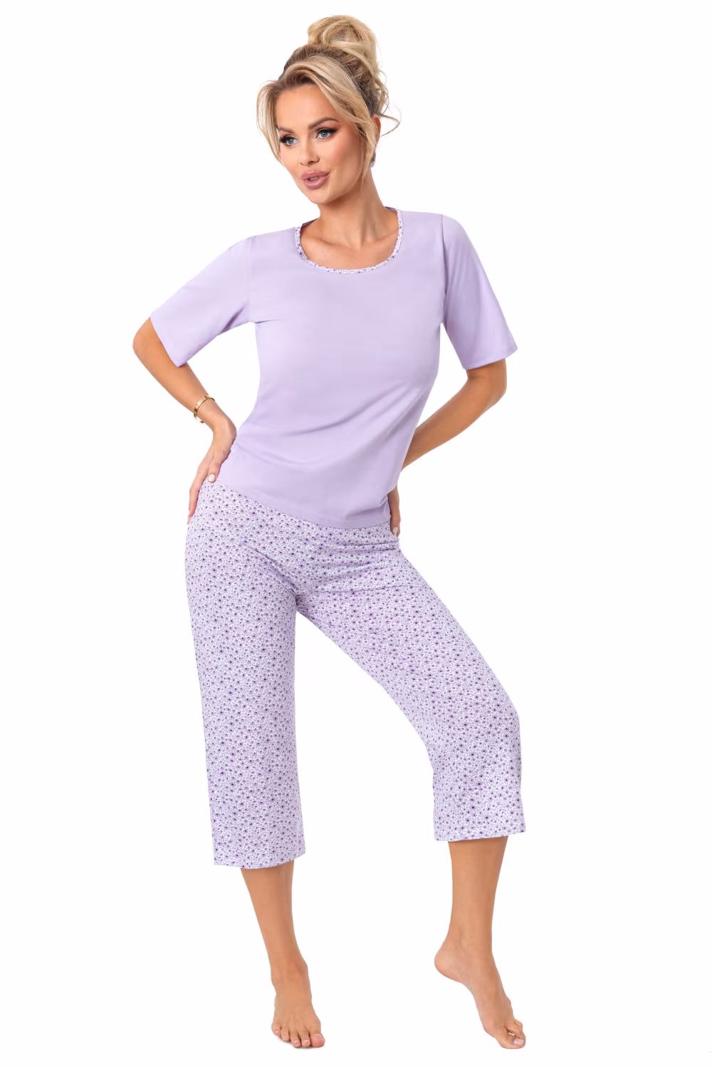 Piżama Damska Model Fiorella 3/4 Liliowy - Donna