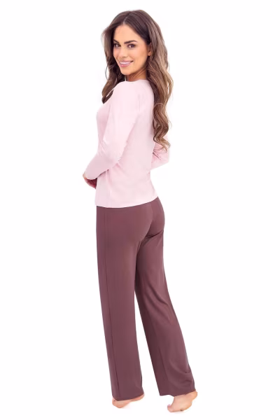 Piżama Damska Model Daphne Long Pink - Donna — zdjęcie 2