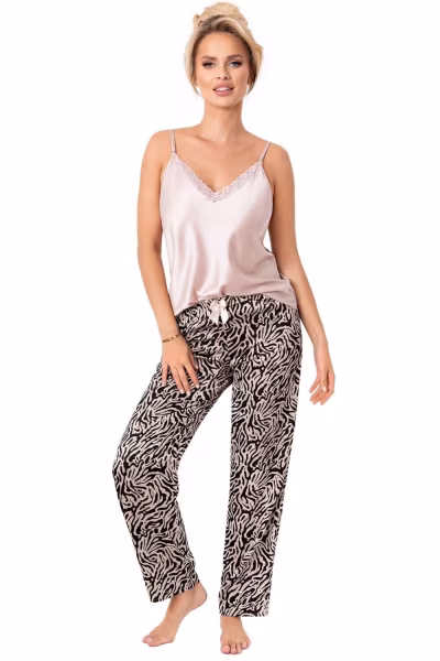 Piżama Damska Model Sheila Long Beige - Donna — zdjęcie 1