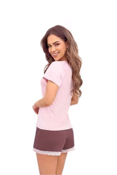 Piżama Damska Model Daphne Short Pink - Donna — zdjęcie 2