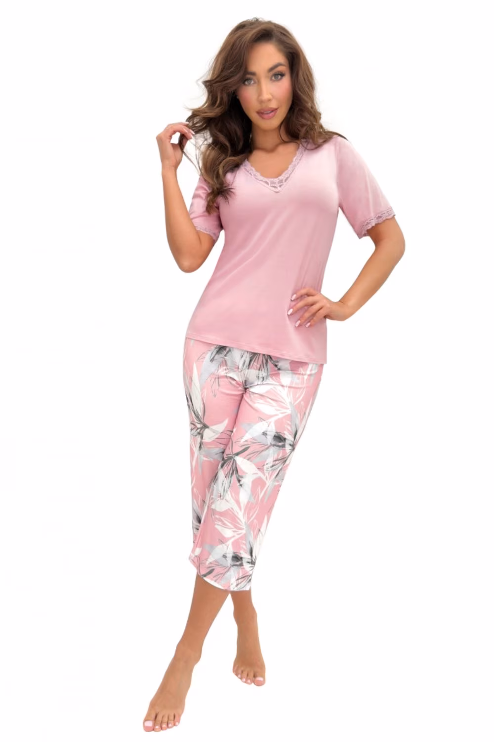 Piżama Damska Model Evita 3/4 Powder Pink - Donna
