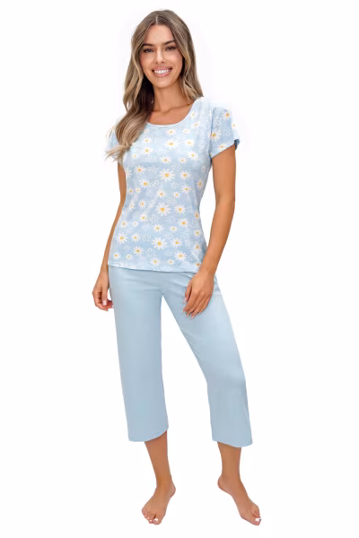 Piżama Damska Model Margaret 3/4 Blue - Donna — zdjęcie 1