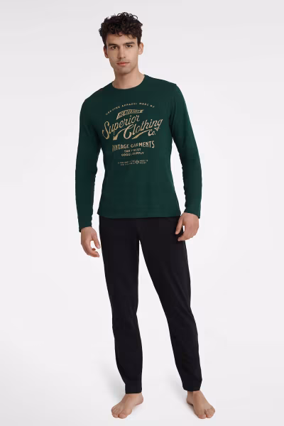 Piżama Męska Model Imress 40952-79X Dark Green/Black - Henderson — zdjęcie 1