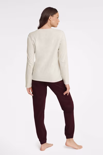Piżama Damska Model Gracy 40930-08X Beige/Bordo - Henderson — zdjęcie 2