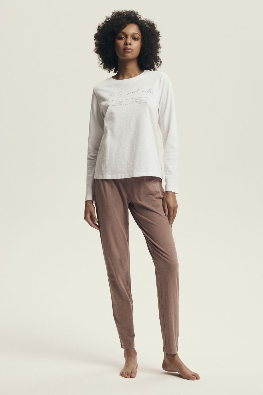 Piżama Damska Model Delanie 43701 Ecru/Pink - Henderson