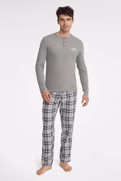 Piżama Męska Model Usher 40946-90X Grey Melange - Henderson — zdjęcie 1