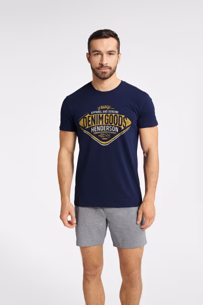 Piżama Męska Model Fact 40673-59X Navy Melange - Henderson — zdjęcie 1