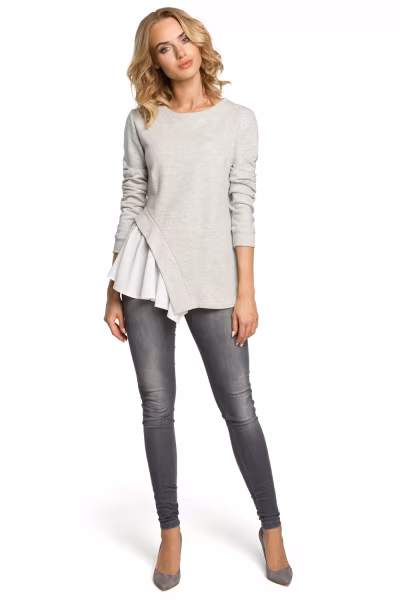 Bluzka Model MOE333 Popiel - Moe — zdjęcie 2