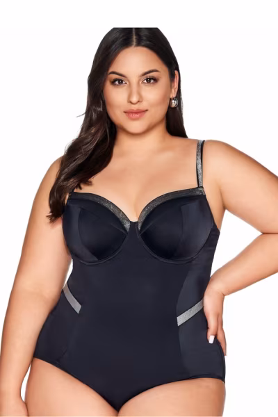 Jednoczęściowy strój kąpielowy Kostium kąpielowy Model SKJ63 Black - Ava — zdjęcie 1