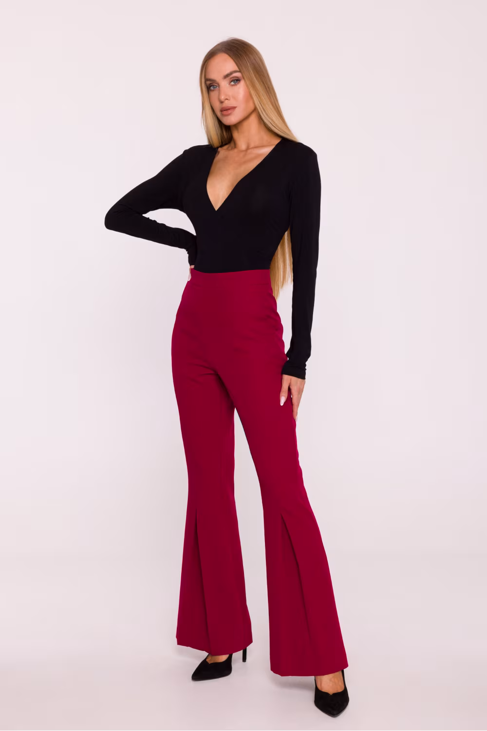 Spodnie Damskie Model MOE874 Bordo - Moe