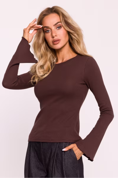 Bluzka Model MOE806 Brown - Moe — zdjęcie 1