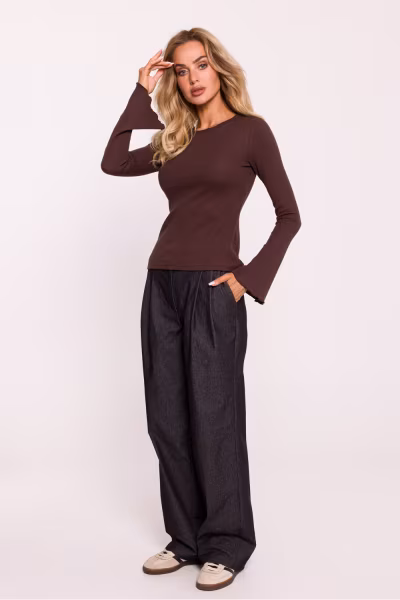 Bluzka Model MOE806 Brown - Moe — zdjęcie 2