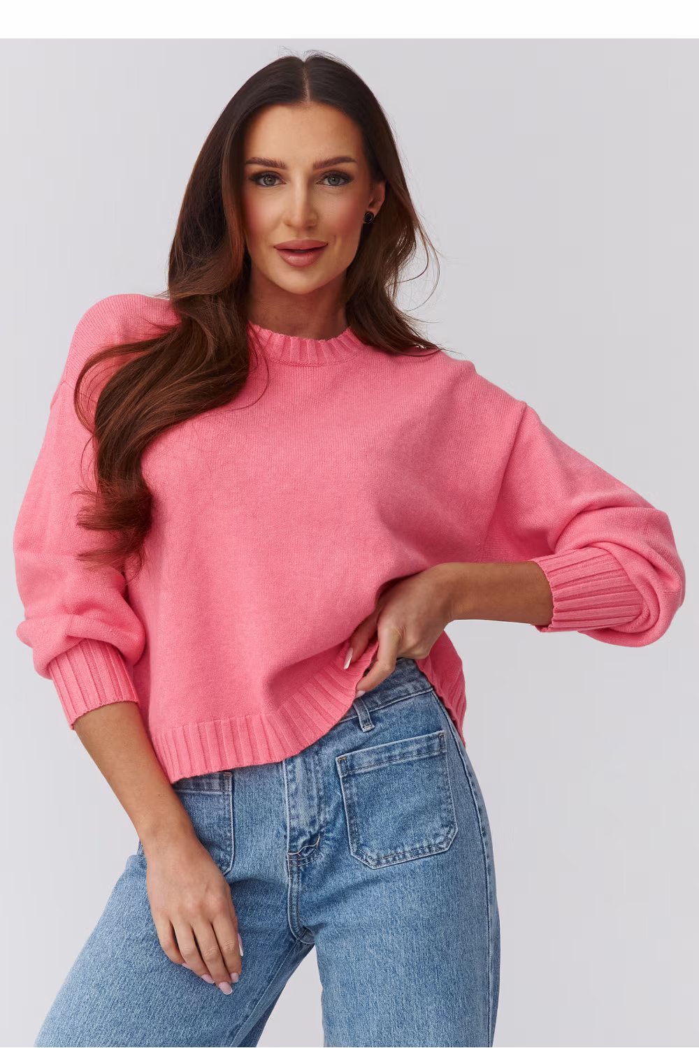 Sweter Damski Model C43 Łosoś - Makadamia