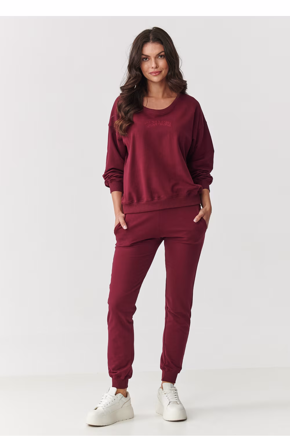 Spodnie Komplet Model M891 Bordo - Makadamia