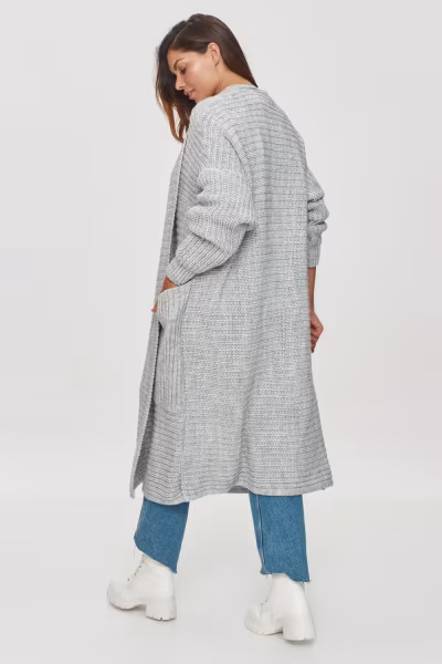 Sweter Kardigan Model S153 Grey Melange - Makadamia — zdjęcie 2