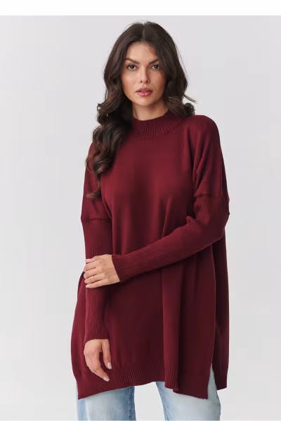 Sweter Damski Model S164 Bordo - Makadamia — zdjęcie 1