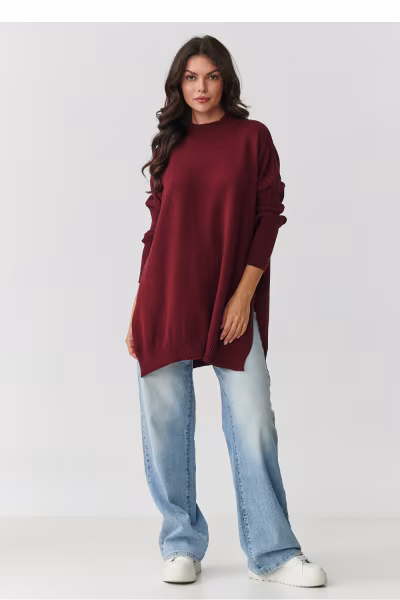 Sweter Damski Model S164 Bordo - Makadamia — zdjęcie 2