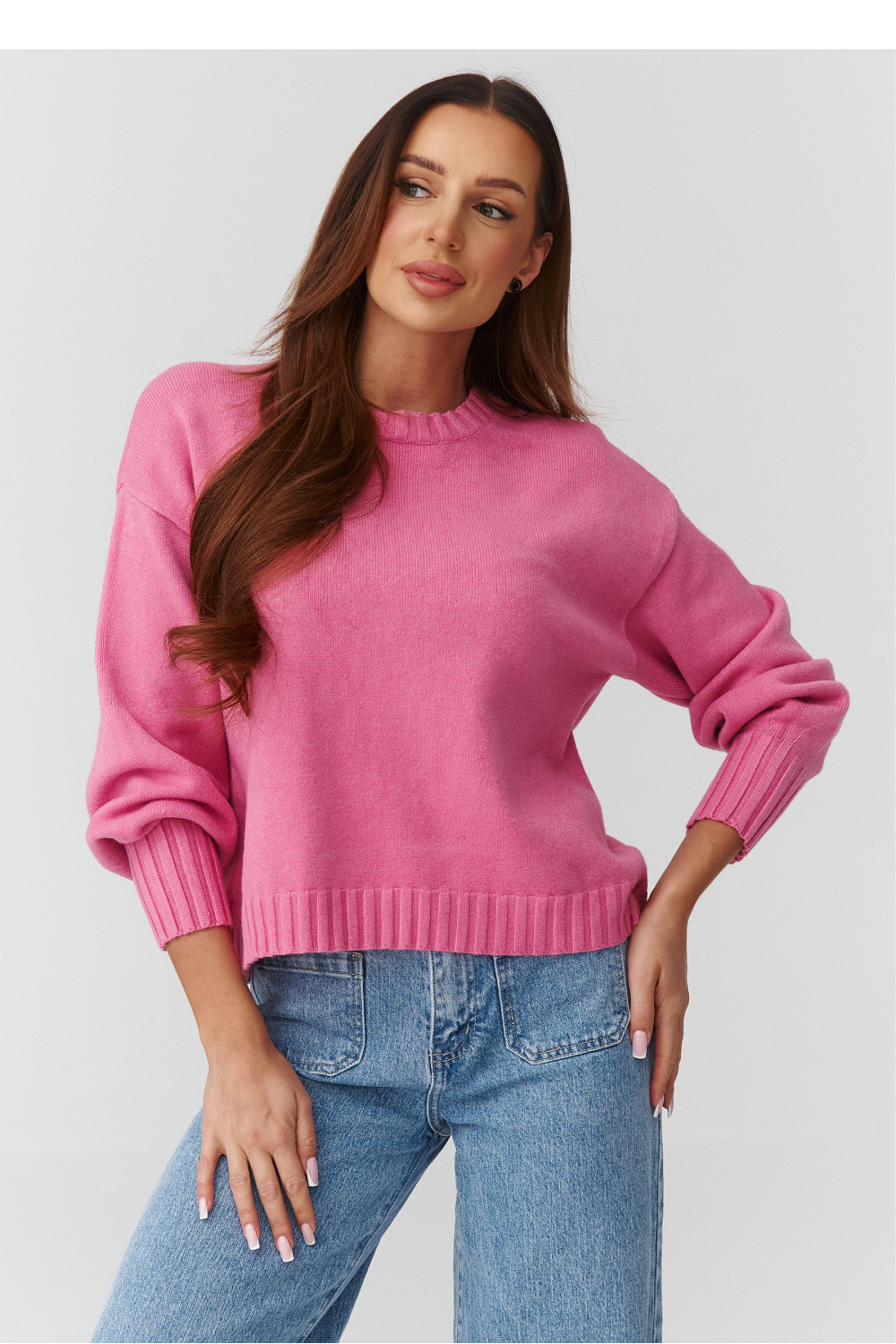 Sweter Damski Model C43 Baby Pink - Makadamia