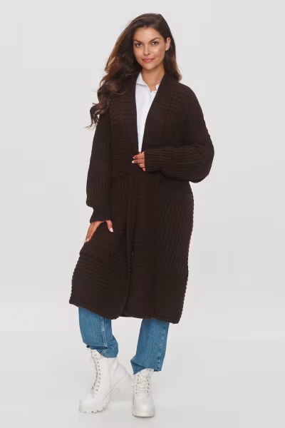 Sweter Kardigan Model S153 Czekolada - Makadamia — zdjęcie 1