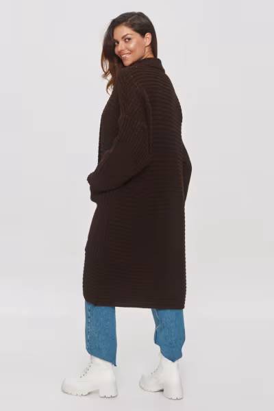Sweter Kardigan Model S153 Czekolada - Makadamia — zdjęcie 2