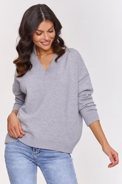 Sweter Damski Model S158 Grey Melange - Makadamia — zdjęcie 1