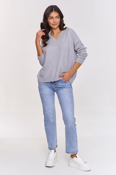 Sweter Damski Model S158 Grey Melange - Makadamia — zdjęcie 2