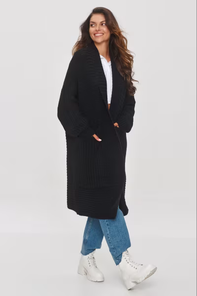 Sweter Kardigan Model S153 Black - Makadamia — zdjęcie 1
