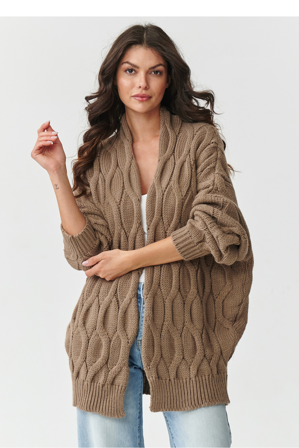 Sweter Kardigan Model S163 Cappuccino - Makadamia